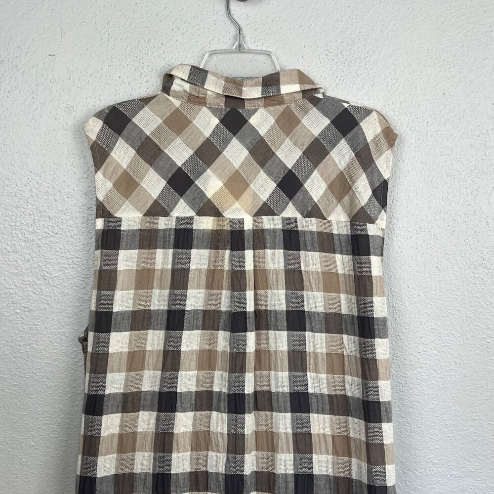 NWT A'reve Women's Plaid & Lace Button Up Sleeveless Shirt Dress Size 2XL - Picture 6 of 7
